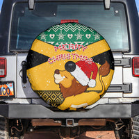 Custom Jamaica Christmas Spare Tire Cover Jumieka Santa Lion - Wonder Print Shop