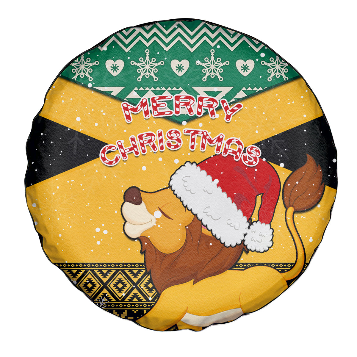 Custom Jamaica Christmas Spare Tire Cover Jumieka Santa Lion - Wonder Print Shop