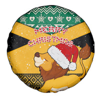 Custom Jamaica Christmas Spare Tire Cover Jumieka Santa Lion - Wonder Print Shop