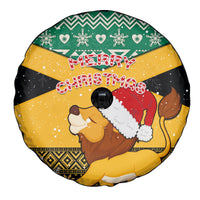 Custom Jamaica Christmas Spare Tire Cover Jumieka Santa Lion - Wonder Print Shop