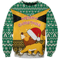 Custom Jamaica Christmas Sweatshirt Jumieka Santa Lion - Wonder Print Shop