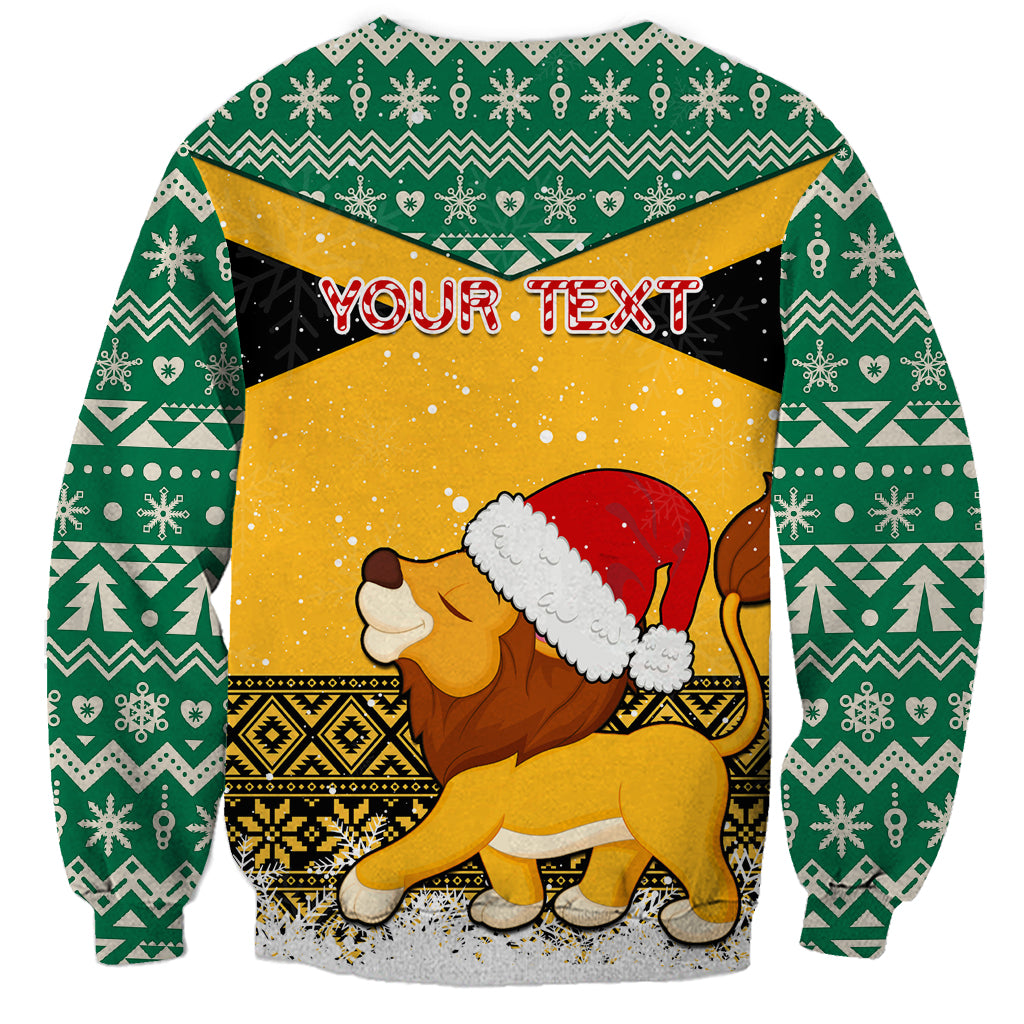 Custom Jamaica Christmas Sweatshirt Jumieka Santa Lion - Wonder Print Shop