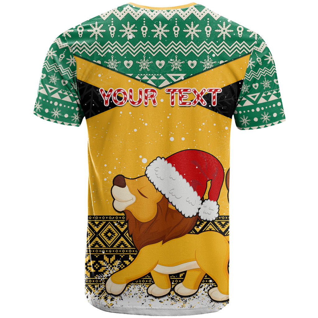 Custom Jamaica Christmas T Shirt Jumieka Santa Lion - Wonder Print Shop