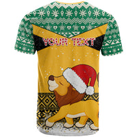 Custom Jamaica Christmas T Shirt Jumieka Santa Lion - Wonder Print Shop