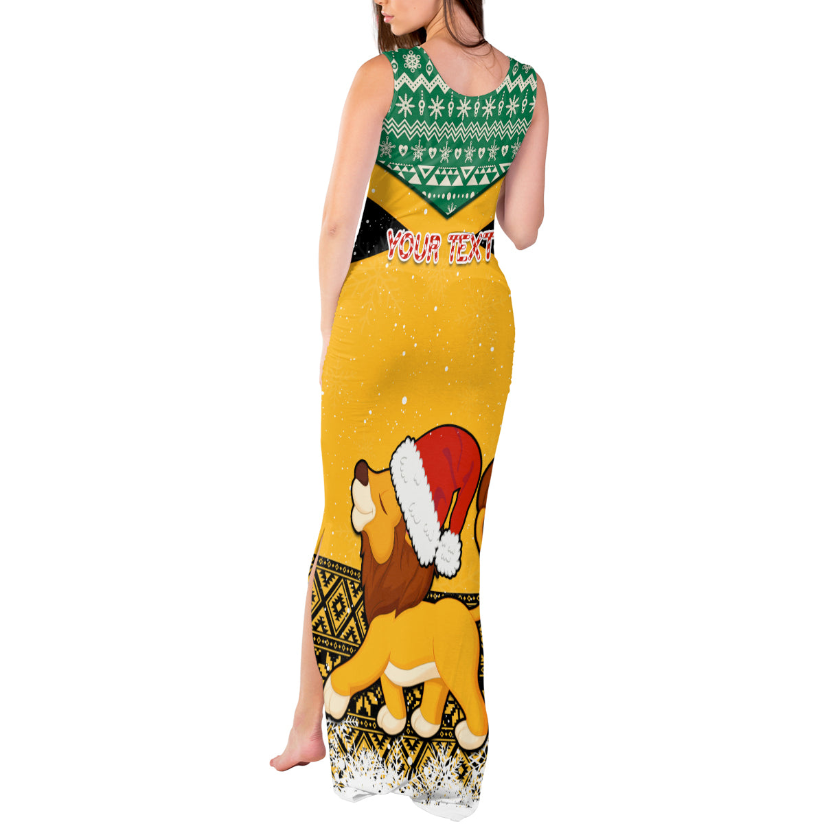 Custom Jamaica Christmas Tank Maxi Dress Jumieka Santa Lion - Wonder Print Shop