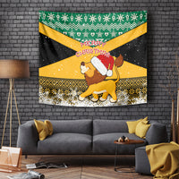 Custom Jamaica Christmas Tapestry Jumieka Santa Lion - Wonder Print Shop