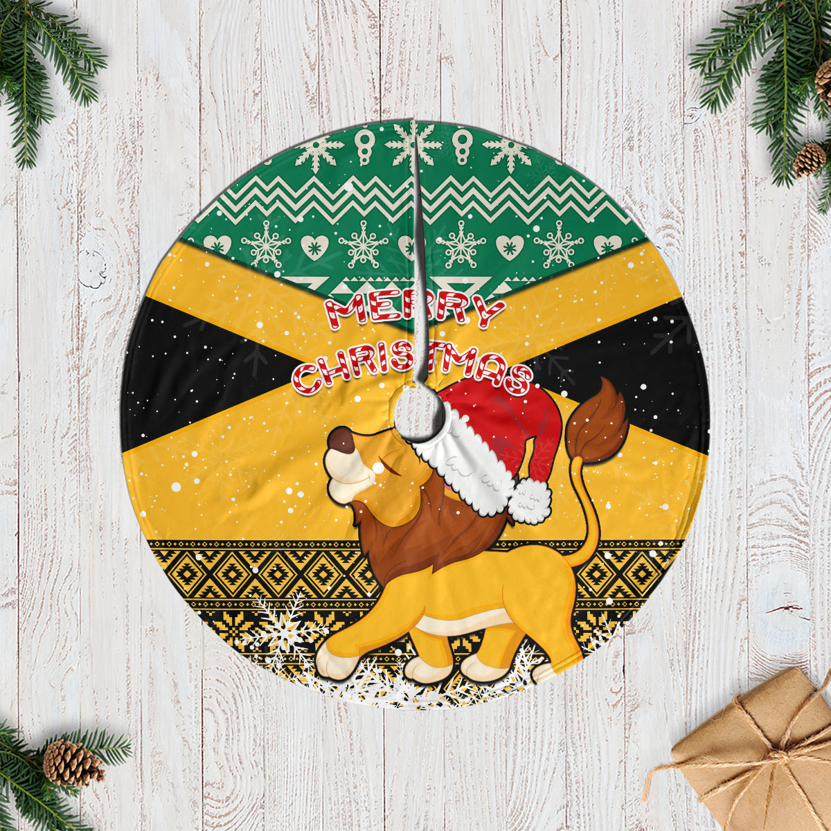 Jamaica Christmas Tree Skirt Jumieka Santa Lion - Wonder Print Shop