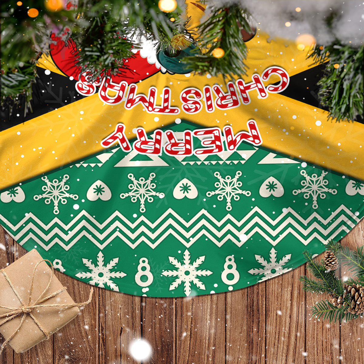 Jamaica Christmas Tree Skirt Jumieka Santa Lion - Wonder Print Shop