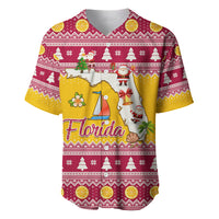 Florida Christmas Baseball Jersey Santa Claus Florida Map With Orange - Wonder Print Shop