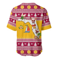 Florida Christmas Baseball Jersey Santa Claus Florida Map With Orange - Wonder Print Shop