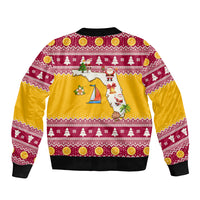 Florida Christmas Bomber Jacket Santa Claus Florida Map With Orange - Wonder Print Shop