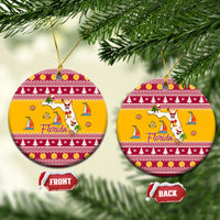 Florida Christmas Ceramic Ornament Santa Claus Florida Map With Orange - Wonder Print Shop