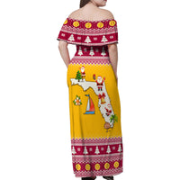 Florida Christmas Family Matching Off Shoulder Maxi Dress and Hawaiian Shirt Santa Claus Florida Map With Orange - Wonder Print Shop