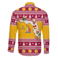 Florida Christmas Family Matching Short Sleeve Bodycon Dress and Hawaiian Shirt Santa Claus Florida Map With Orange - Wonder Print Shop