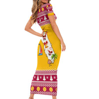 Florida Christmas Family Matching Short Sleeve Bodycon Dress and Hawaiian Shirt Santa Claus Florida Map With Orange - Wonder Print Shop