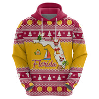 Florida Christmas Hoodie Santa Claus Florida Map With Orange - Wonder Print Shop