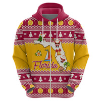 Florida Christmas Hoodie Santa Claus Florida Map With Orange - Wonder Print Shop