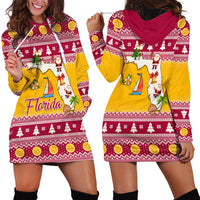 Florida Christmas Hoodie Dress Santa Claus Florida Map With Orange - Wonder Print Shop