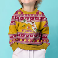 Florida Christmas Kid Ugly Christmas Sweater Santa Claus Florida Map With Orange - Wonder Print Shop