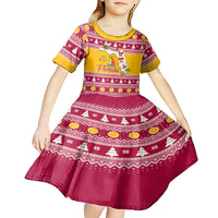 Florida Christmas Kid Short Sleeve Dress Santa Claus Florida Map With Orange - Wonder Print Shop