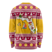 Florida Christmas Long Sleeve Shirt Santa Claus Florida Map With Orange - Wonder Print Shop