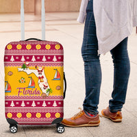 Florida Christmas Luggage Cover Santa Claus Florida Map With Orange - Wonder Print Shop