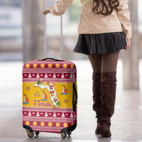 Florida Christmas Luggage Cover Santa Claus Florida Map With Orange - Wonder Print Shop