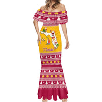 Florida Christmas Mermaid Dress Santa Claus Florida Map With Orange - Wonder Print Shop