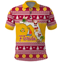 Florida Christmas Polo Shirt Santa Claus Florida Map With Orange - Wonder Print Shop