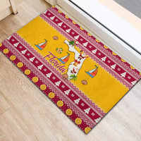 Florida Christmas Rubber Doormat Santa Claus Florida Map With Orange - Wonder Print Shop