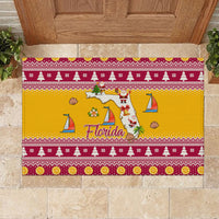 Florida Christmas Rubber Doormat Santa Claus Florida Map With Orange - Wonder Print Shop