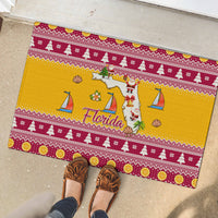 Florida Christmas Rubber Doormat Santa Claus Florida Map With Orange - Wonder Print Shop
