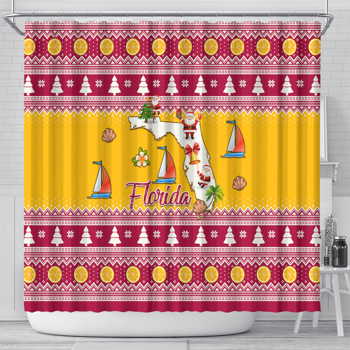 florida-christmas-shower-curtain-santa-claus-florida-map-with-orange