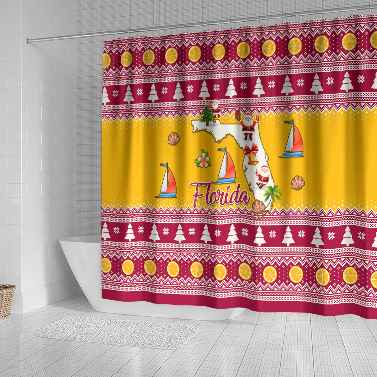 florida-christmas-shower-curtain-santa-claus-florida-map-with-orange