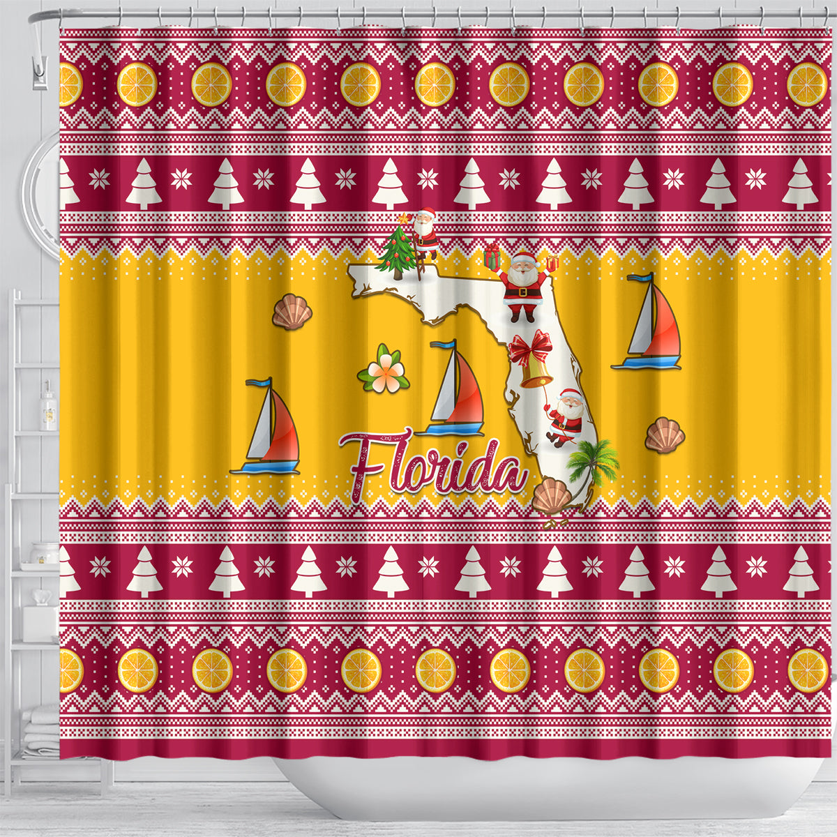 florida-christmas-shower-curtain-santa-claus-florida-map-with-orange
