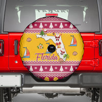 Florida Christmas Spare Tire Cover Santa Claus Florida Map With Orange - Wonder Print Shop