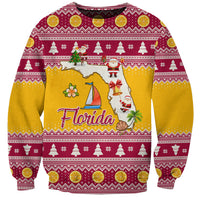 Florida Christmas Sweatshirt Santa Claus Florida Map With Orange - Wonder Print Shop