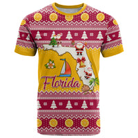 Florida Christmas T Shirt Santa Claus Florida Map With Orange - Wonder Print Shop