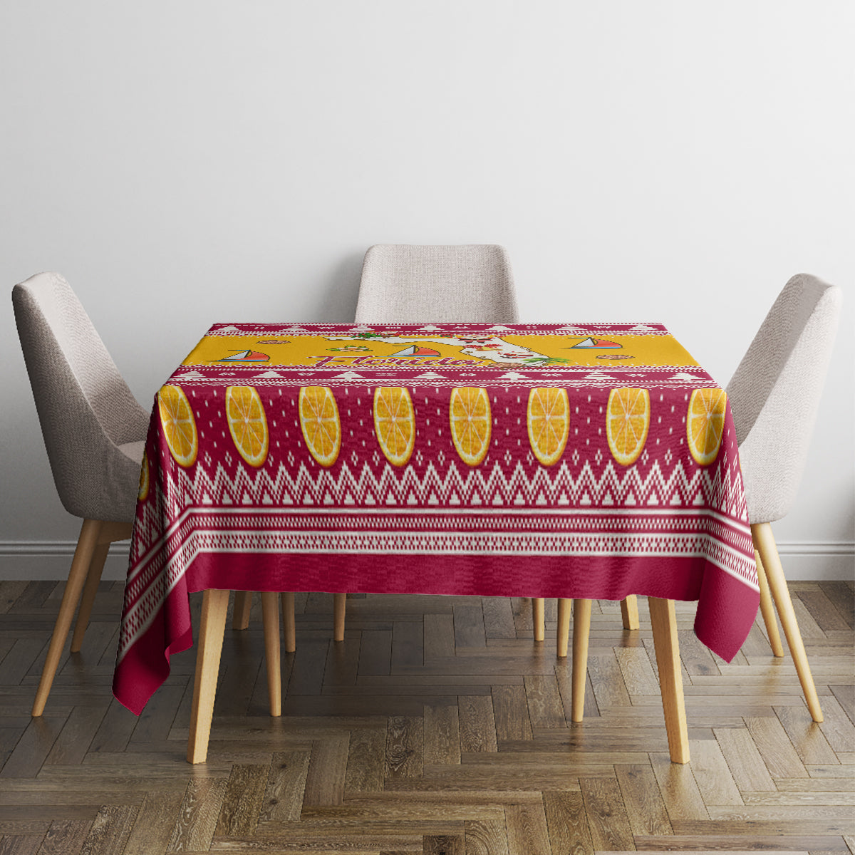 Florida Christmas Tablecloth Santa Claus Florida Map With Orange - Wonder Print Shop