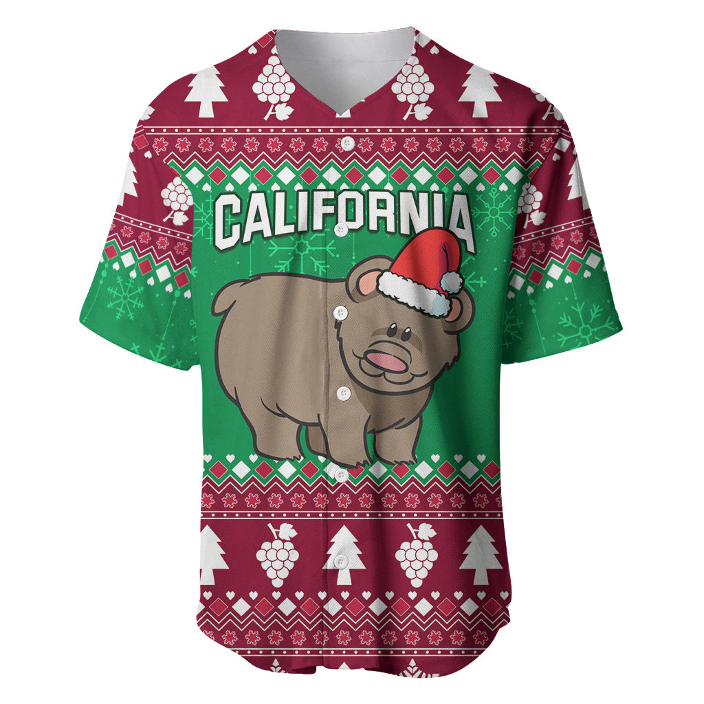 Custom California Christmas Baseball Jersey Santa Grizzly Bear With Grape - Wonder Print Shop