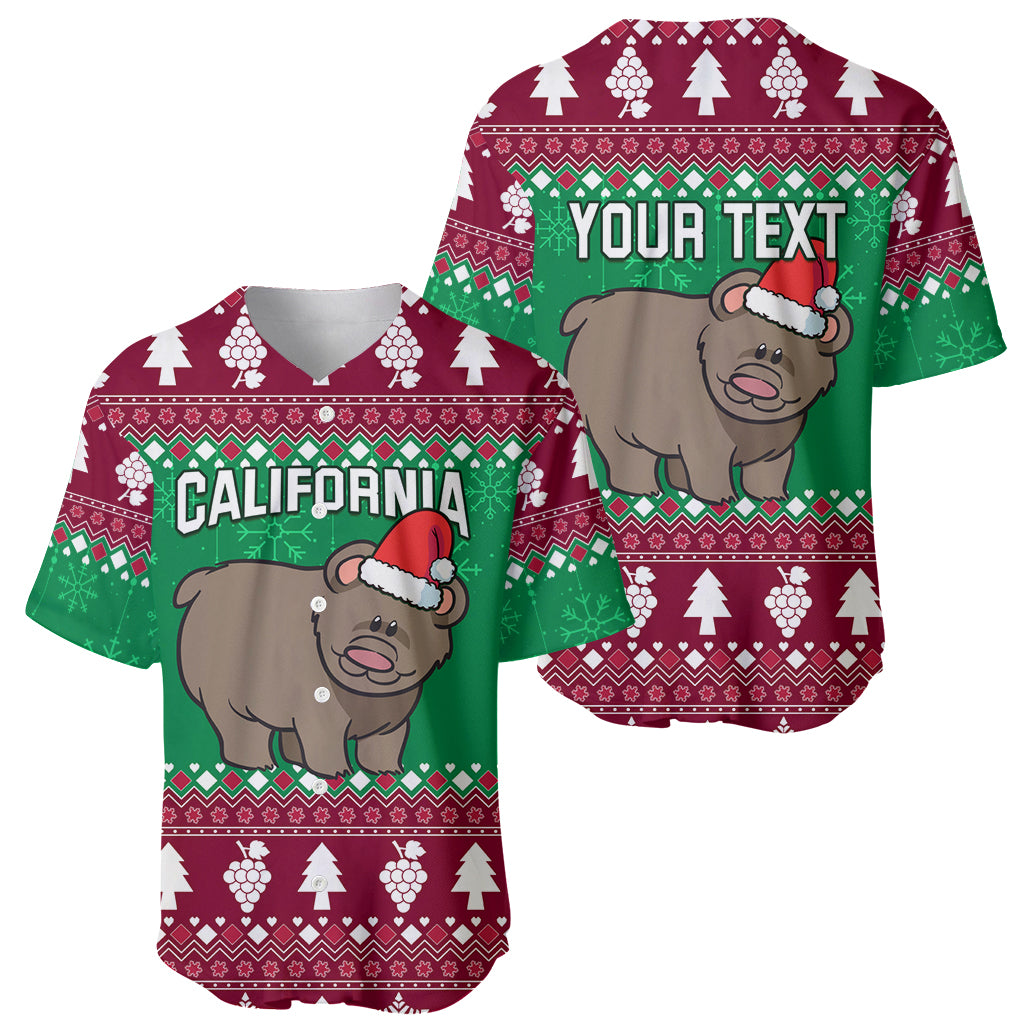 Custom California Christmas Baseball Jersey Santa Grizzly Bear With Grape - Wonder Print Shop