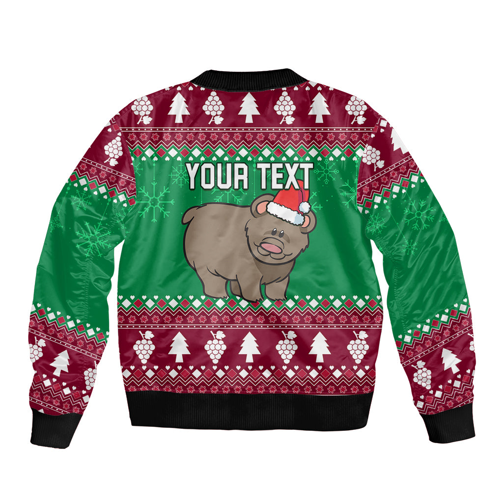 Custom California Christmas Bomber Jacket Santa Grizzly Bear With Grape - Wonder Print Shop
