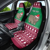 Custom California Christmas Car Seat Cover Santa Grizzly Bear With Grape - Wonder Print Shop