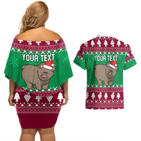 Custom California Christmas Couples Matching Off Shoulder Short Dress and Hawaiian Shirt Santa Grizzly Bear With Grape - Wonder Print Shop