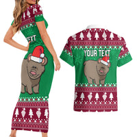 Custom California Christmas Couples Matching Short Sleeve Bodycon Dress and Hawaiian Shirt Santa Grizzly Bear With Grape - Wonder Print Shop
