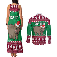 Custom California Christmas Couples Matching Tank Maxi Dress and Long Sleeve Button Shirt Santa Grizzly Bear With Grape - Wonder Print Shop