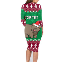 Custom California Christmas Family Matching Long Sleeve Bodycon Dress and Hawaiian Shirt Santa Grizzly Bear With Grape - Wonder Print Shop