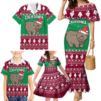 Custom California Christmas Family Matching Mermaid Dress and Hawaiian Shirt Santa Grizzly Bear With Grape - Wonder Print Shop