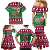 Custom California Christmas Family Matching Mermaid Dress and Hawaiian Shirt Santa Grizzly Bear With Grape - Wonder Print Shop