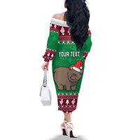 Custom California Christmas Family Matching Off Shoulder Long Sleeve Dress and Hawaiian Shirt Santa Grizzly Bear With Grape - Wonder Print Shop